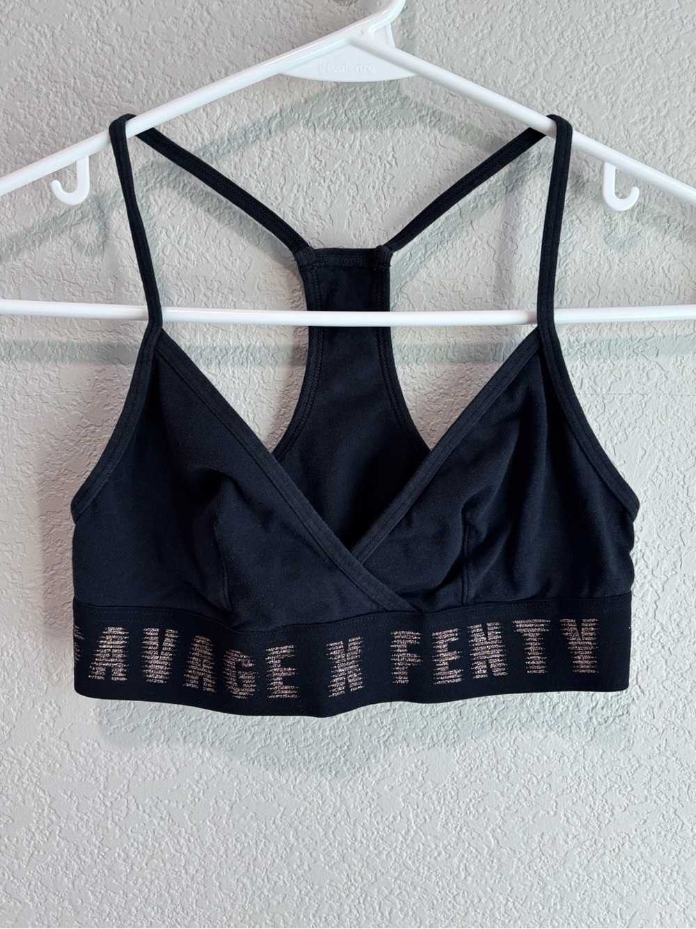 Savage X Fenty Cotton Logo Sports Bra Bralette Black Women’s Size XS